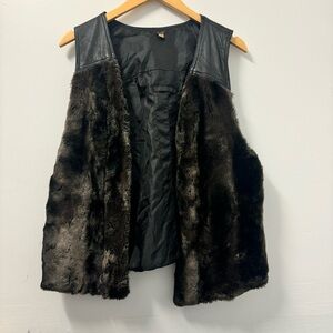 Free People Black Faux Fur Vest